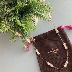 Kate Spade Gold White Bow Long Necklace